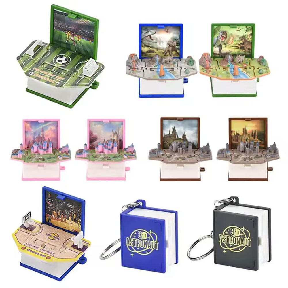 Outdoor Adventure Books - 3D Dinosaurs Folding Book Keychain Children