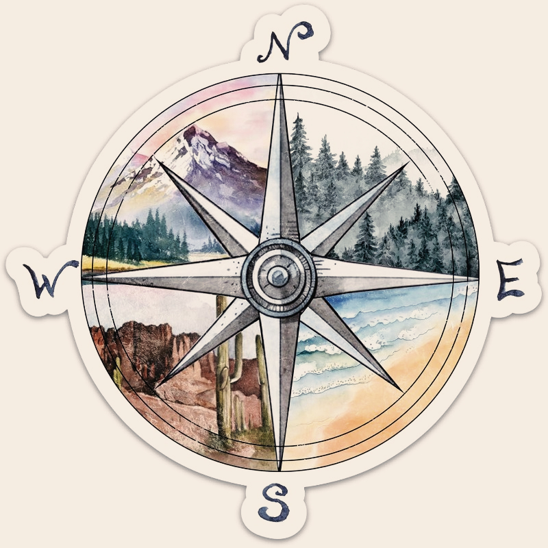 Compass Camping Sticker, Adven - Outdoor Adventure With Kids ulasan dan harga