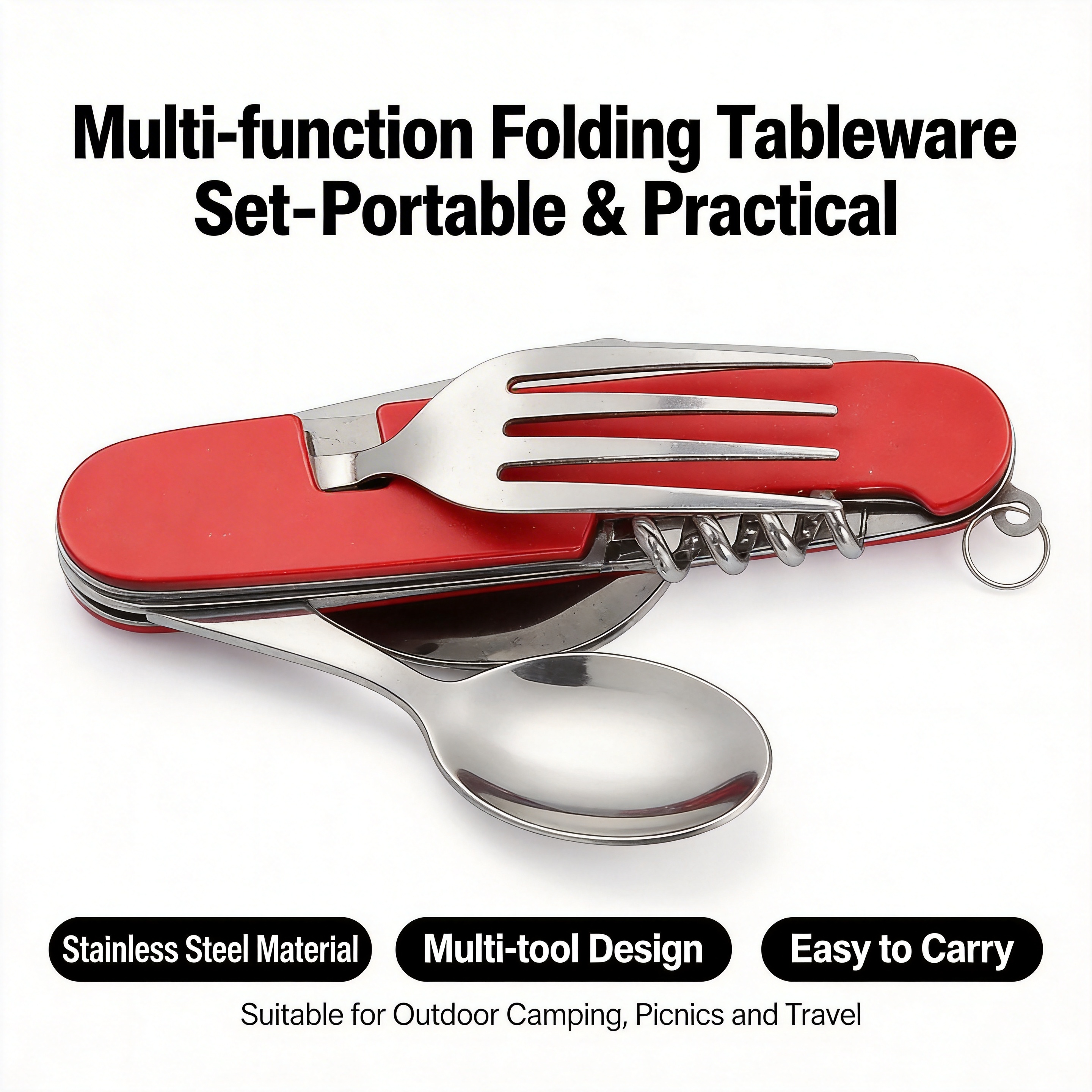 4-in-1 Portable Stainless Stee - Outdoor Adventure Kit ulasan dan harga