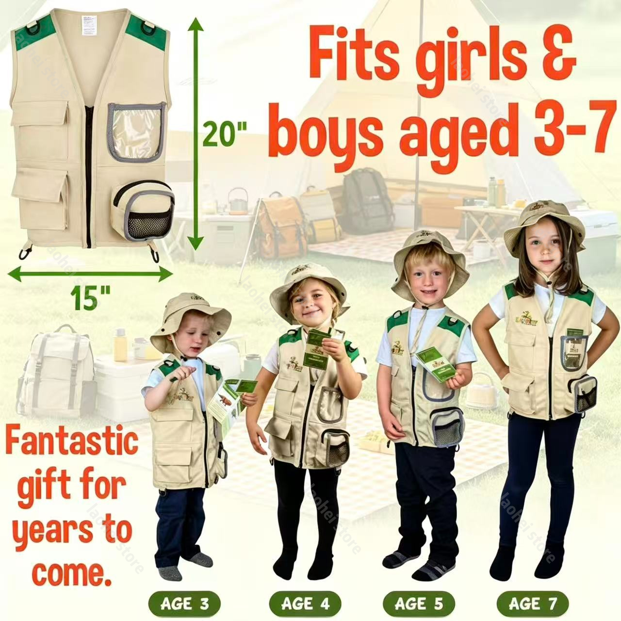 Kids Explorer Vest and Hat Cos - Outdoor Adventure Hat ulasan dan harga