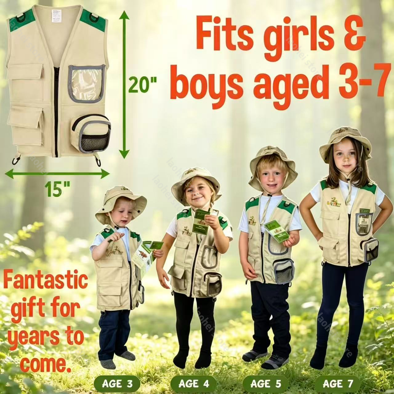 Kids Explorer Vest and Hat Cos - Outdoor Adventure Hat ulasan dan harga