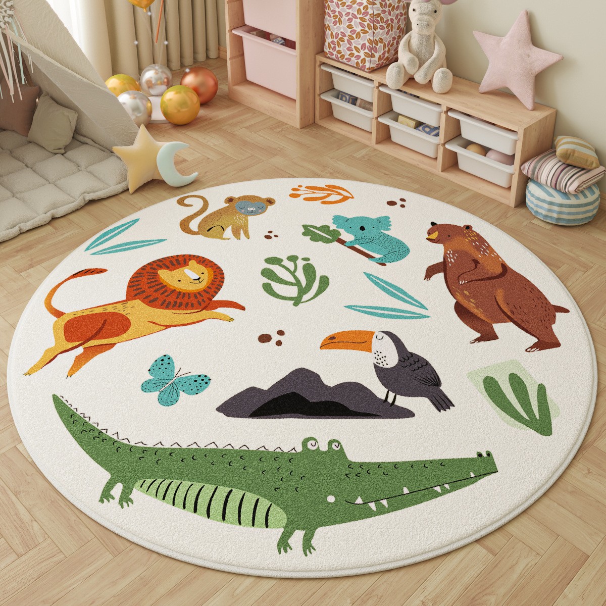 Fun in the Park Kids Round Rug - Outdoor Adventure With Kids ulasan dan harga