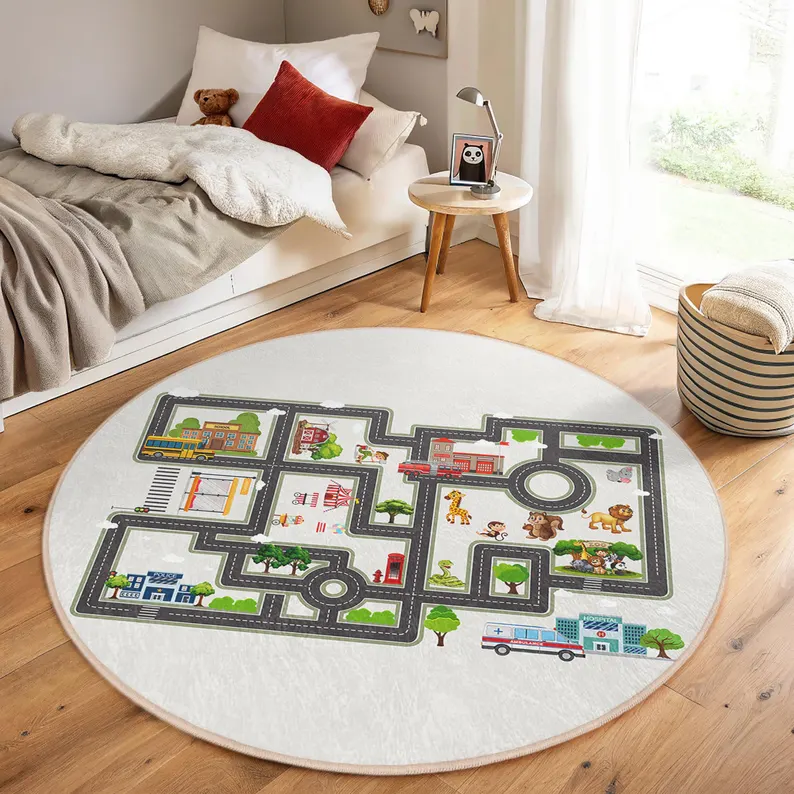 Roadway Toddler Room Round Rug - Outdoor Adventure For Toddlers ulasan dan harga