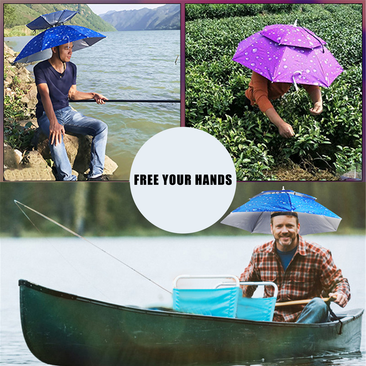 Rain Umbrella Hat Foldable Sun - Outdoor Adventure Hat ulasan dan harga